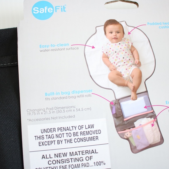 SafeFit Black Deluxe Diaper Changer with Extra Large Changing Pad Bag - Picture 7 of 12